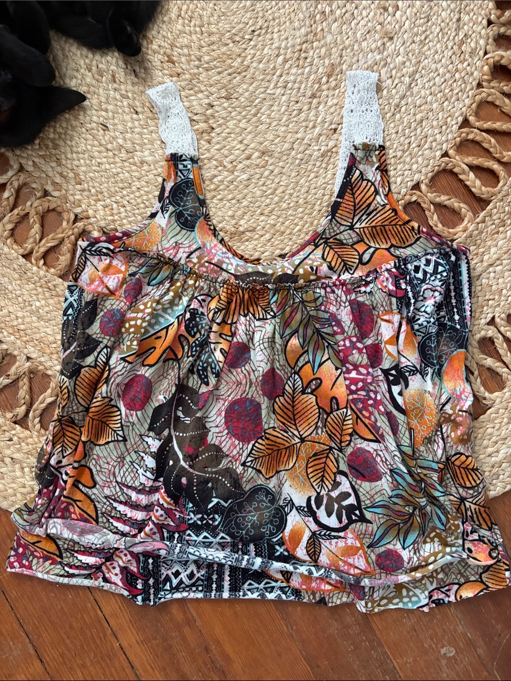 BKE Multicolor Floral Lace-strap Camisole